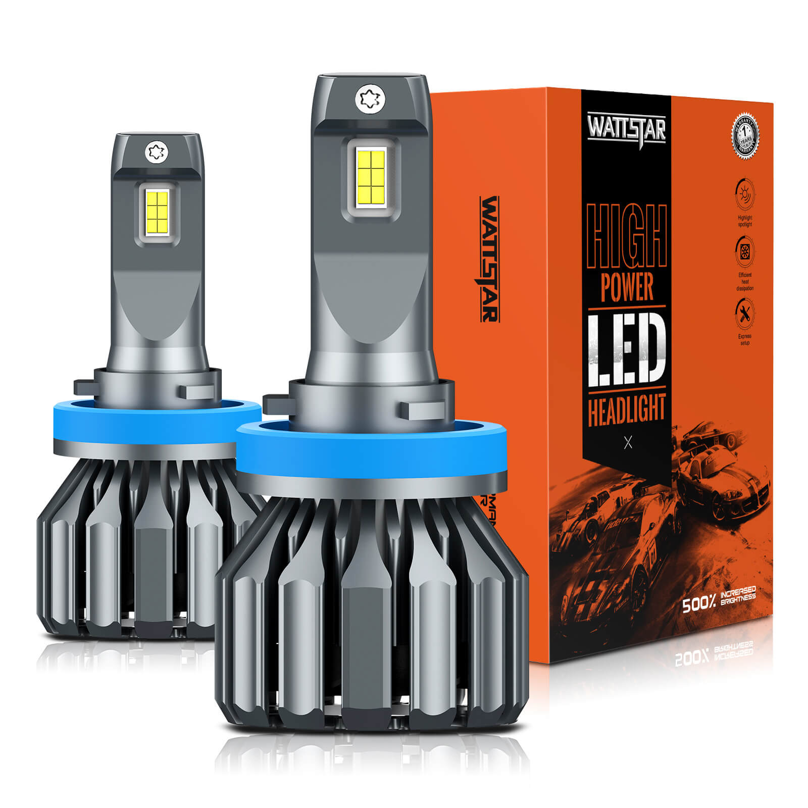 (2 Bulbs)S19 H11 Automotive Headlight LED Bulbs, CSP LED Chips 32W 7000LM 9-16V