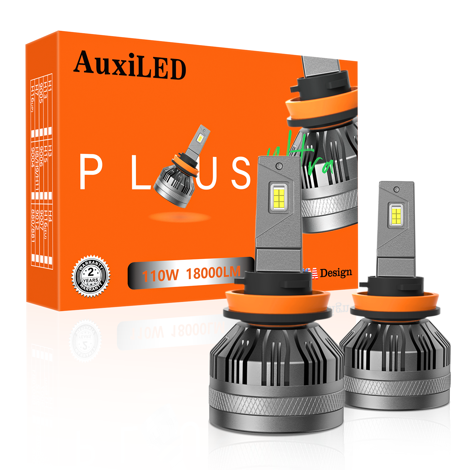 AUXILED N26 H11 LED Headlight Bulbs – 55W 9000LM 6500K CANBUS Ready IP68 – Fit Chevy RAM Jeep Euro Car Solutions