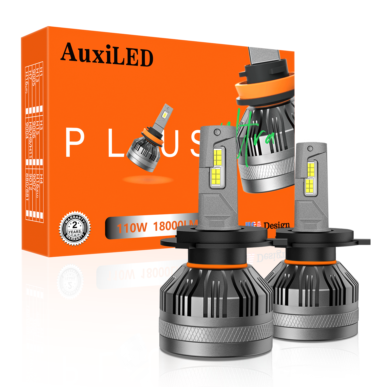 AUXILED N26 H4 LED Headlight Bulbs – Hi/Lo Beam 55W 9000LM 6500K CANBUS Ready IP68 – Fit Chevy RAM Jeep Euro Car Solutions