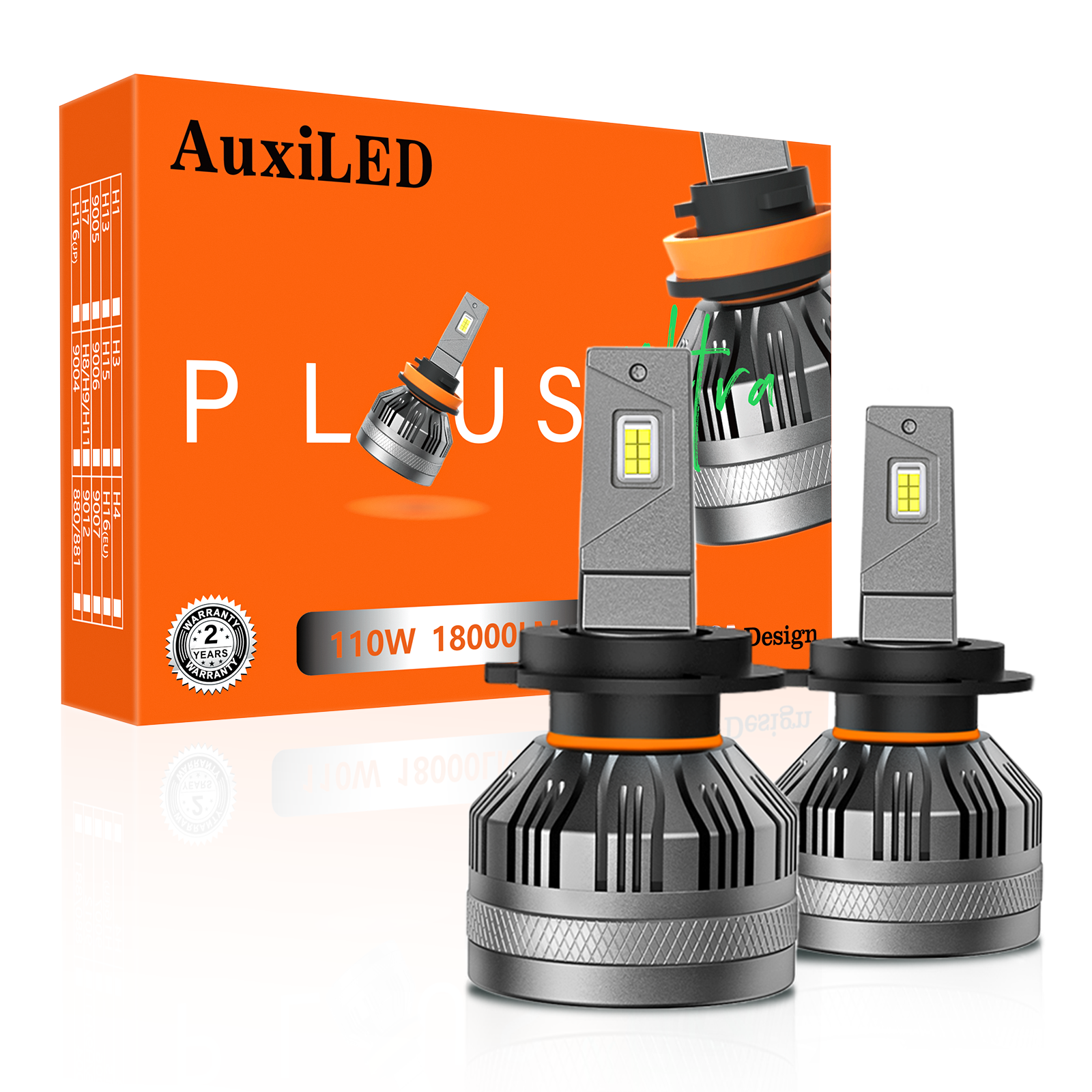 AUXILED N26 H7 LED Headlight Bulbs – 55W 9000LM 6500K CANBUS Ready IP68 – Fit Chevy RAM Jeep Euro Car Solutions