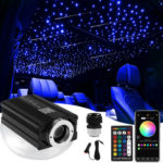 500 point car star roof material kit, 16W RGBW twinkle APP control single head machine, 0.75/1.0/1.5mm fiber optic with shooting star effect, 5m length car interior starry sky projector