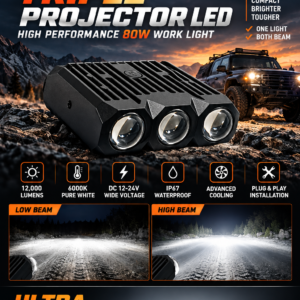 FOXRULE FR01 Ultra-Thin LED Work Light Pods, 80W Triple Projector Spot & Flood Combo Beam, Slim Off-Road Driving Lights for Trucks, Jeeps, ATVs & UTVs